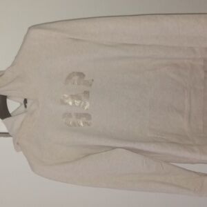 Beige gap hoodie with gold gap logo in size medium